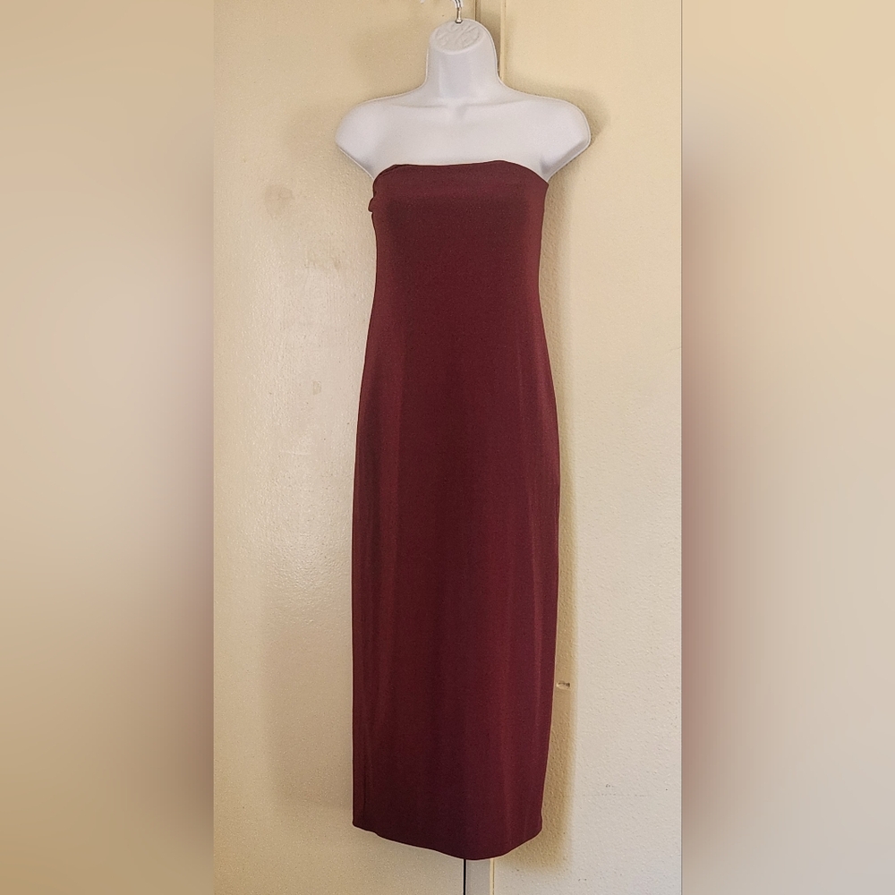 Forever 21 Strapless Burgundy Maxi Dress